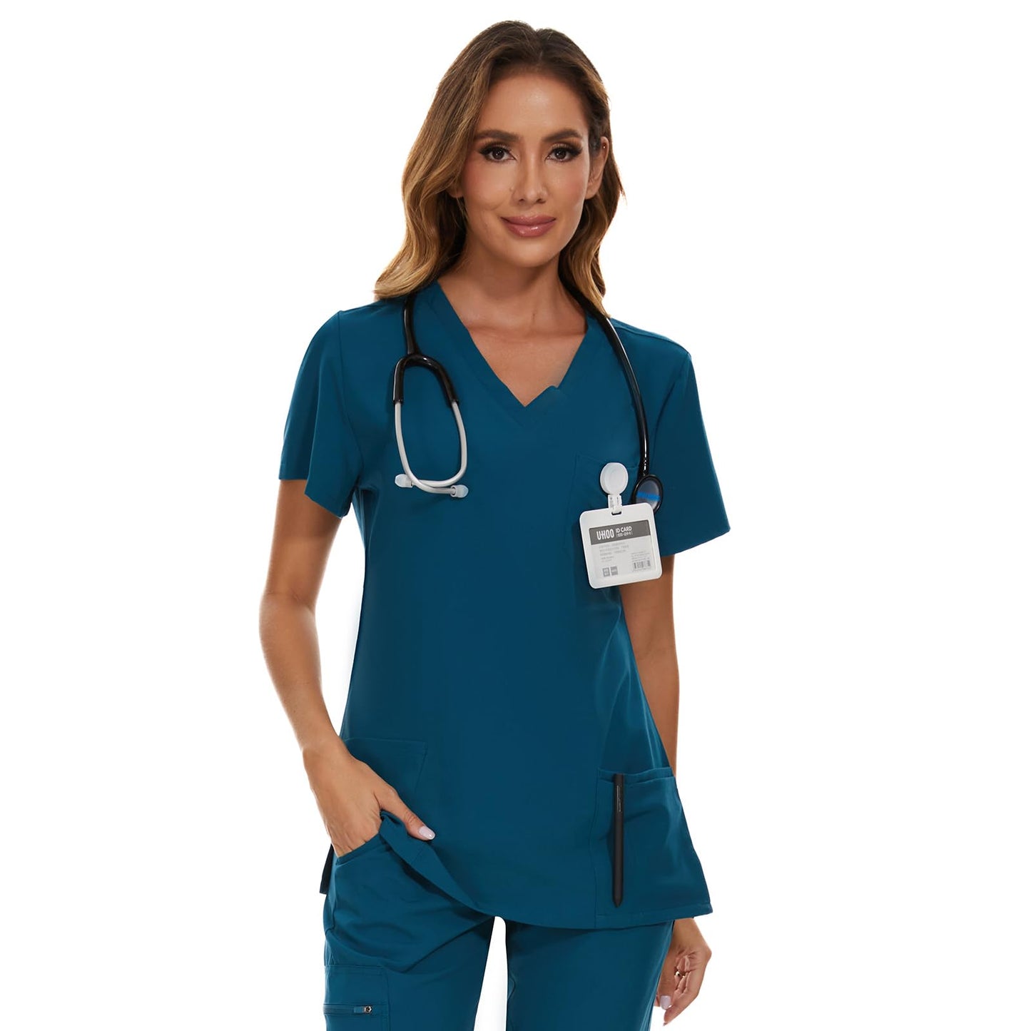 COZYFIT Scrub Tops for Woman - Soft Stretch, V-Neck Top Scrubs with 3 Pockets, Easy Care for Women