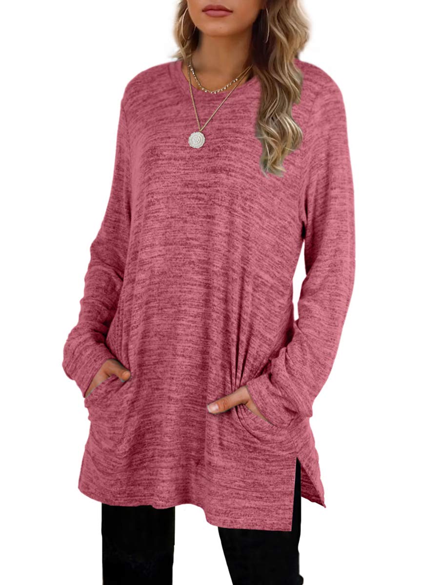 Womens Casual Sweatshirts Long Sleeve Shirts Oversized With Pocket Tunic Tops