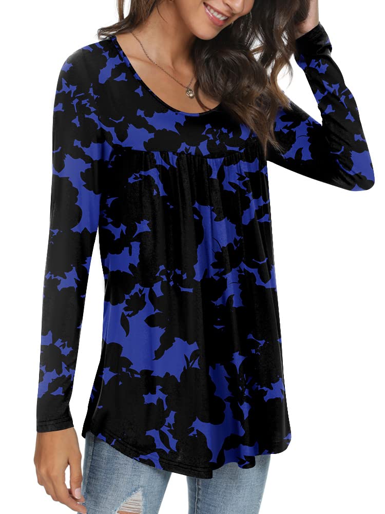Womens Long Sleeve Loose Fit Tunic Tops Casual Ruffle T Shirt Blouses for Leggings