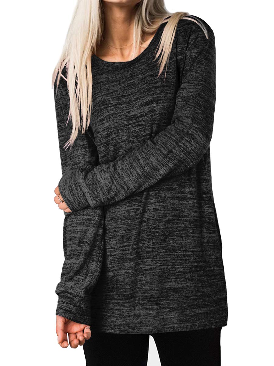 Womens Casual Sweatshirts Long Sleeve Shirts Oversized With Pocket Tunic Tops