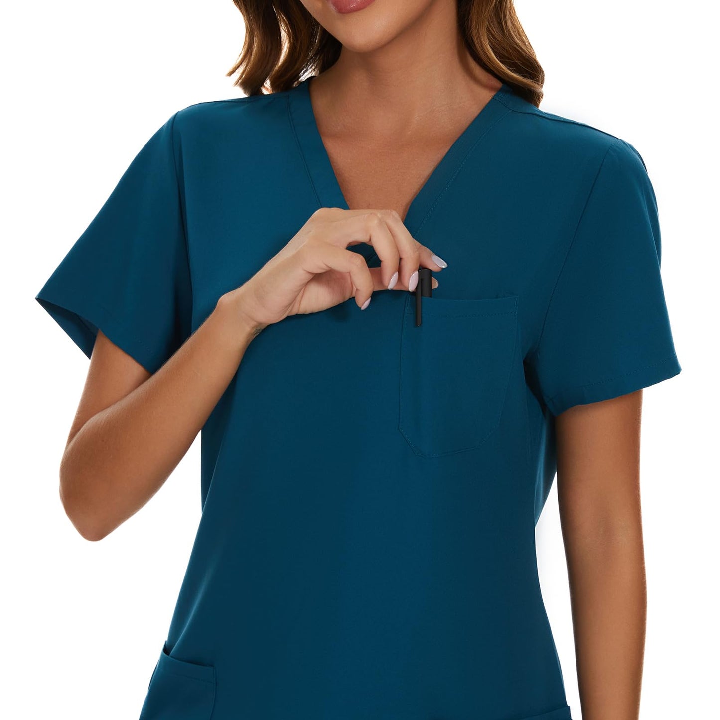 COZYFIT Scrub Tops for Woman - Soft Stretch, V-Neck Top Scrubs with 3 Pockets, Easy Care for Women
