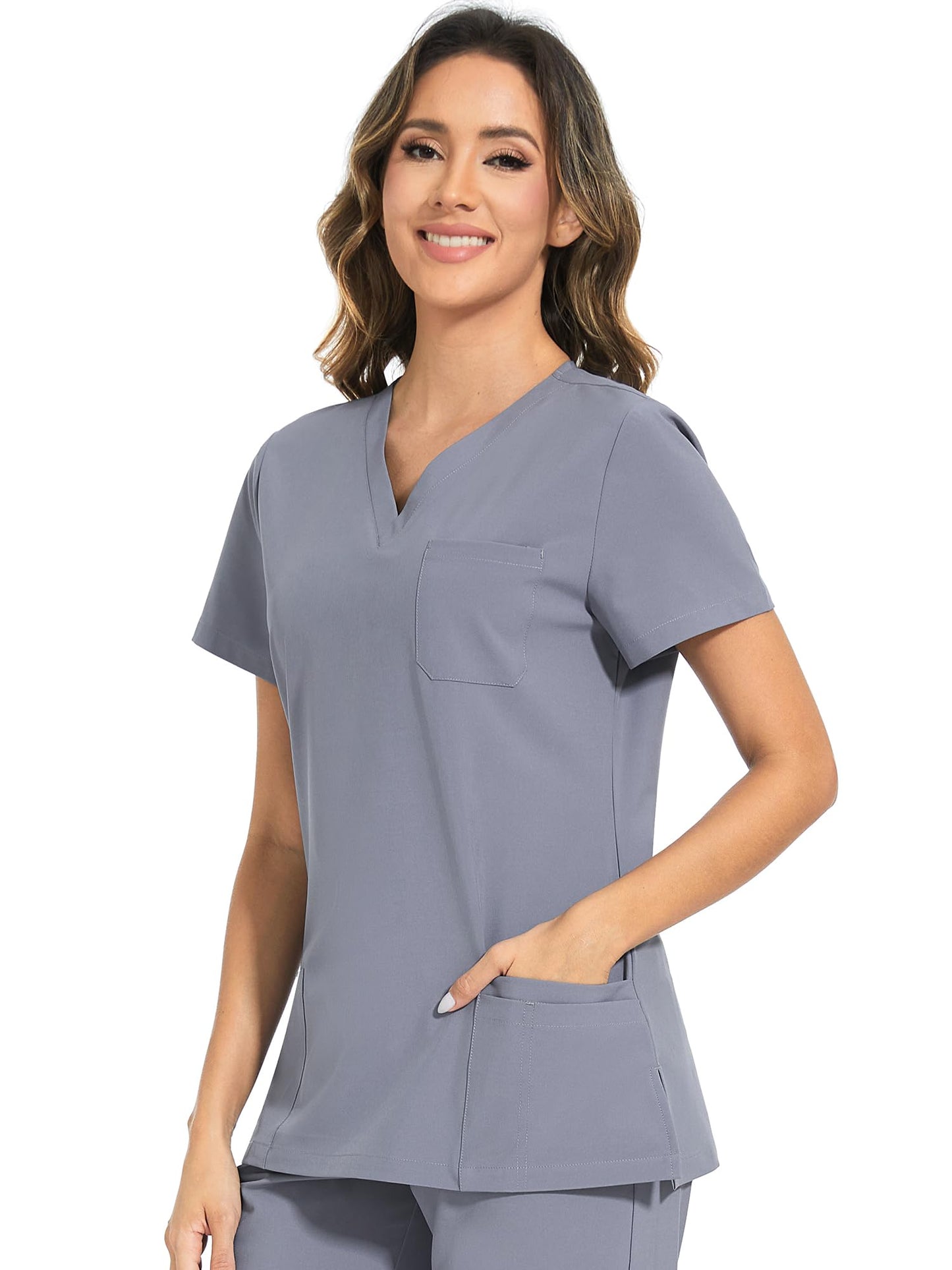 COZYFIT Scrub Tops for Woman - Soft Stretch, V-Neck Top Scrubs with 3 Pockets, Easy Care for Women