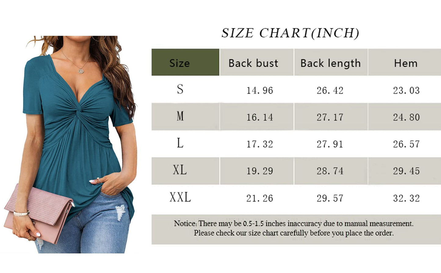 Womens Front Knotted V-Neck Blouse T Shirt Short Sleeve Oversized Tunic Tops Summer Solid Pullover Tees