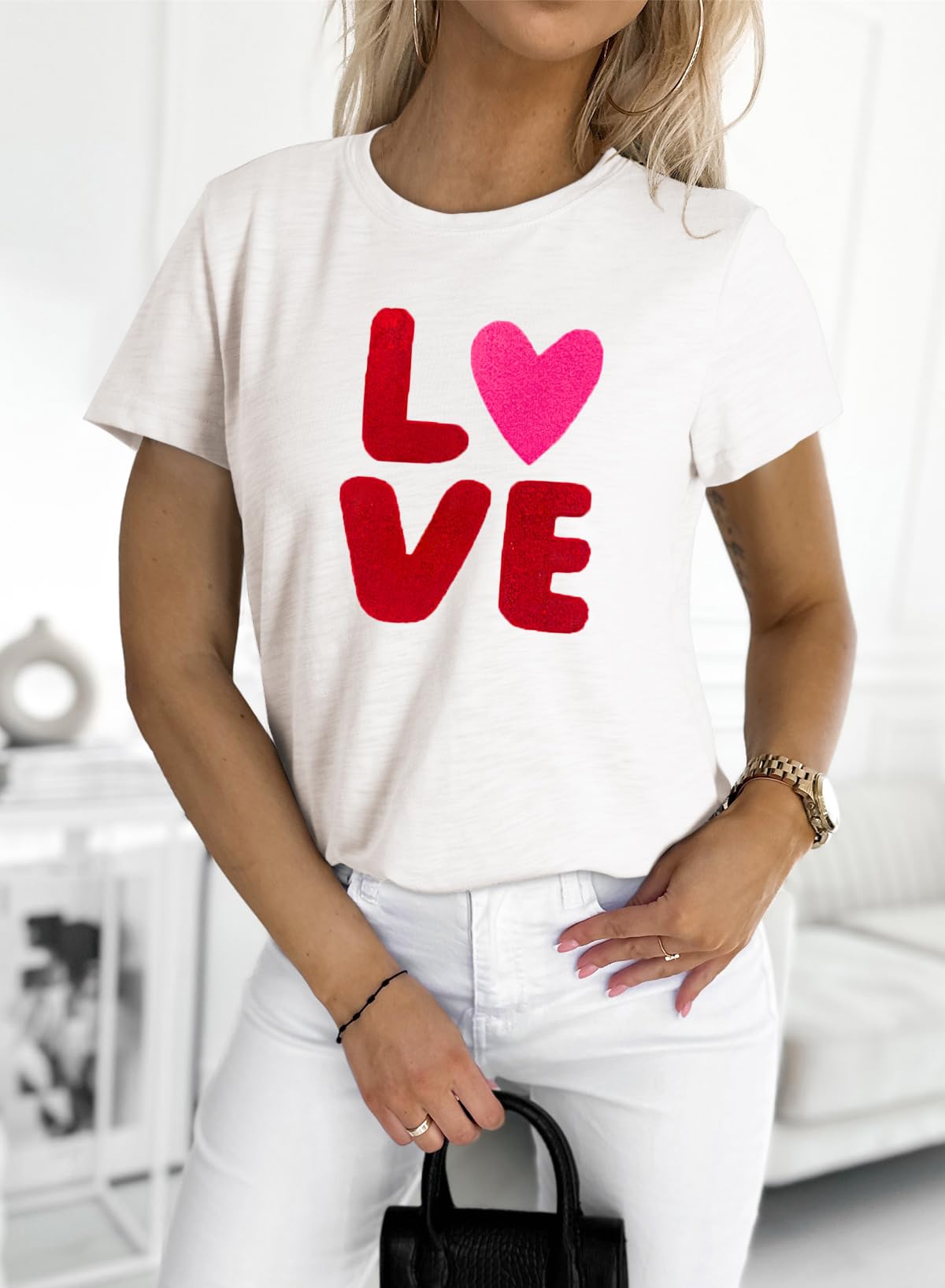 Womens Casual Polka Dot Tops Crewneck Short Sleeve T Shirts Fashion 2024 Spring Summer Loose Fit Shirts