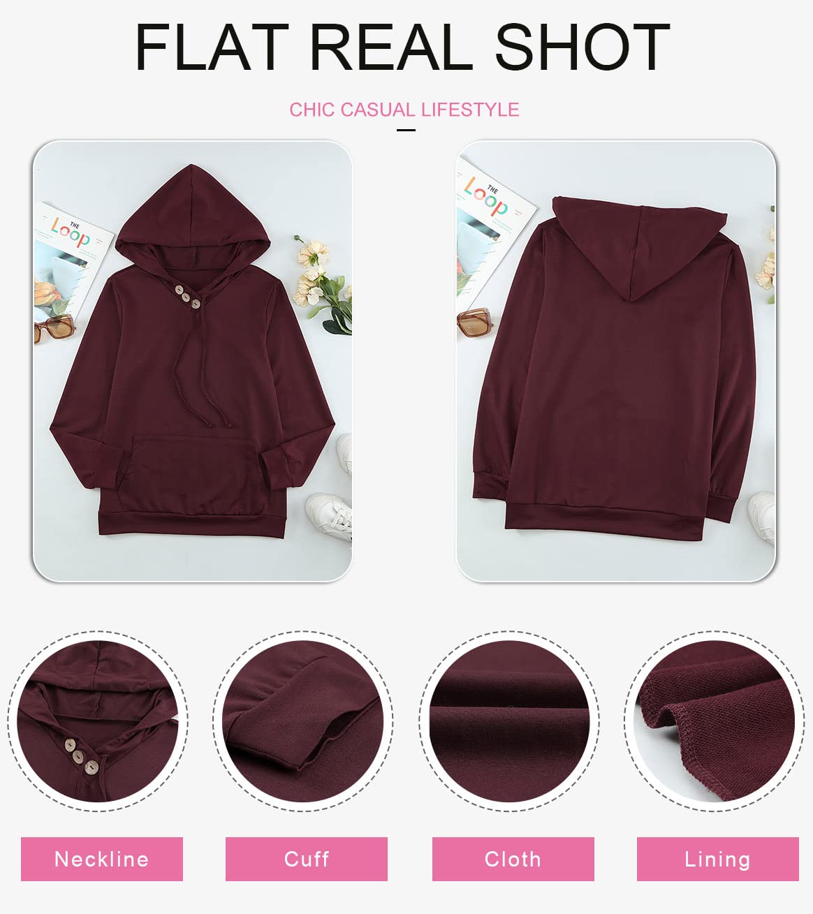 Women's Casual Long Sleeve Hoodies Sweatshirts Drawstring Pullover Tunic Tops With Pockets