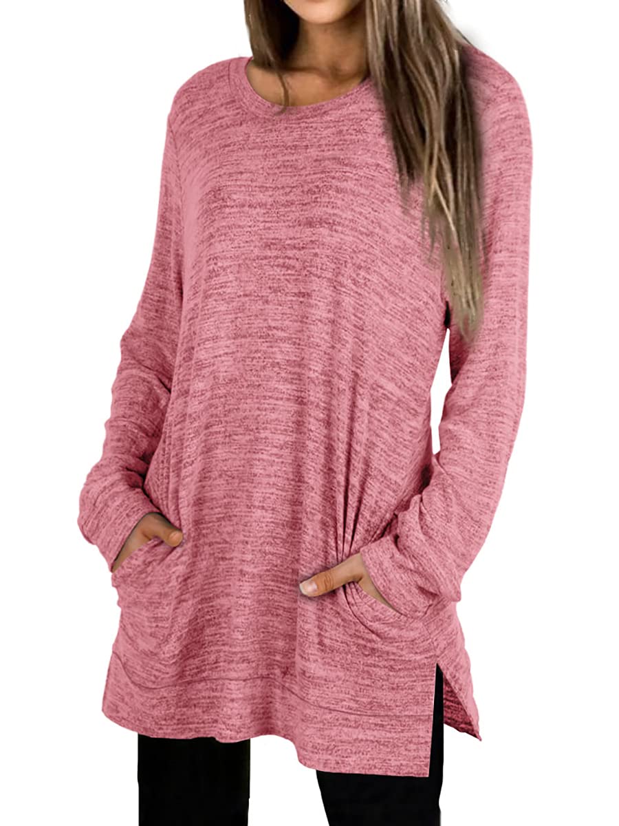 Womens Casual Sweatshirts Long Sleeve Shirts Oversized With Pocket Tunic Tops