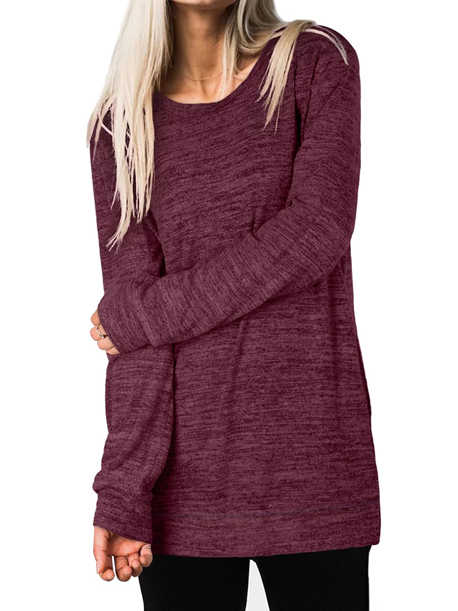 Womens Casual Sweatshirts Long Sleeve Shirts Oversized With Pocket Tunic Tops