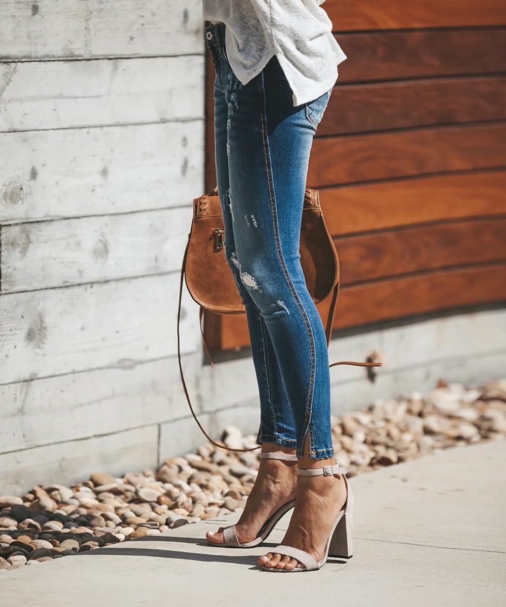 Women's Ripped Skinny Jeans Distressed Stretchy Denim Pants