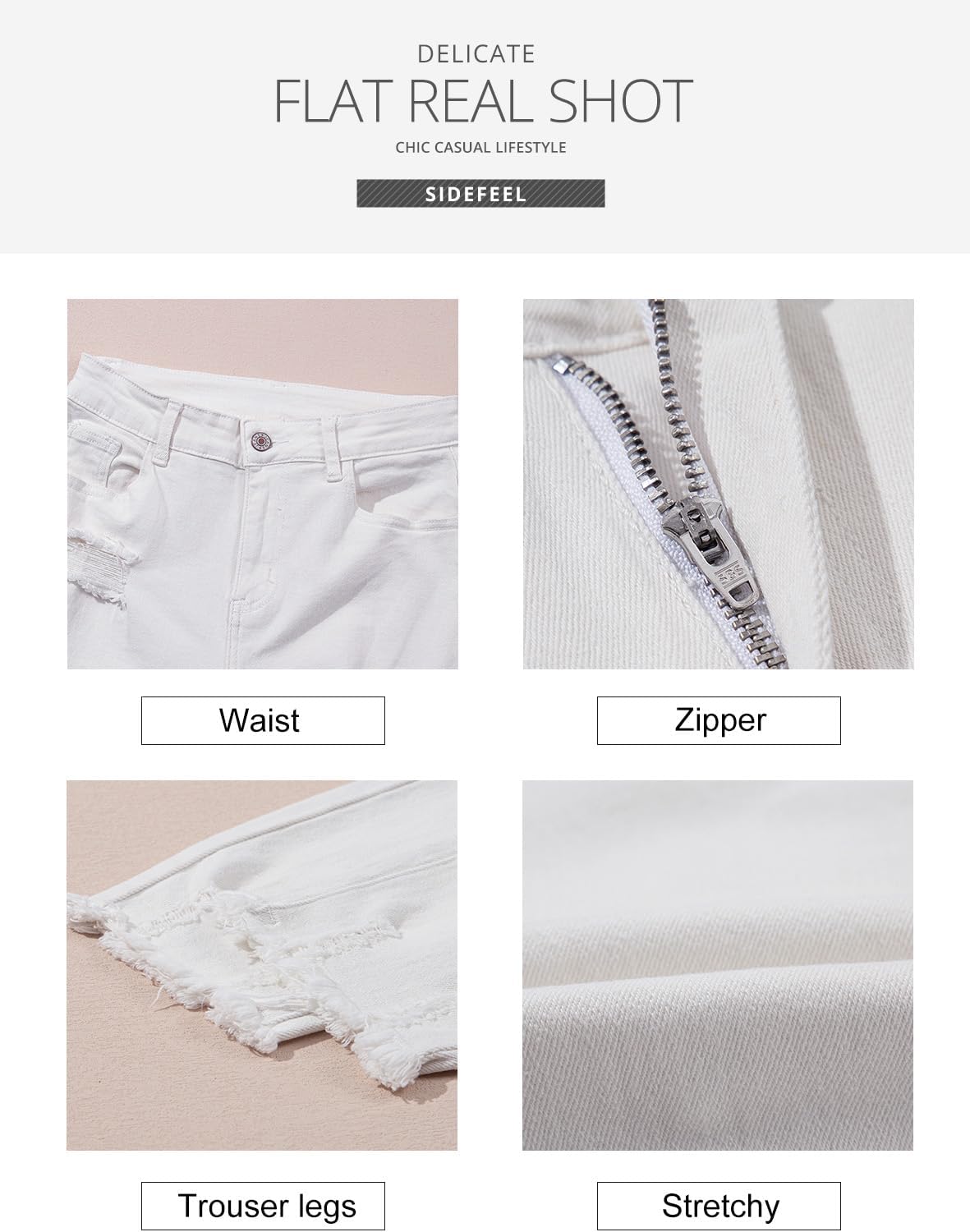 Women's Ripped Jeans Straight Leg Distressed Boyfriend Denim Pants