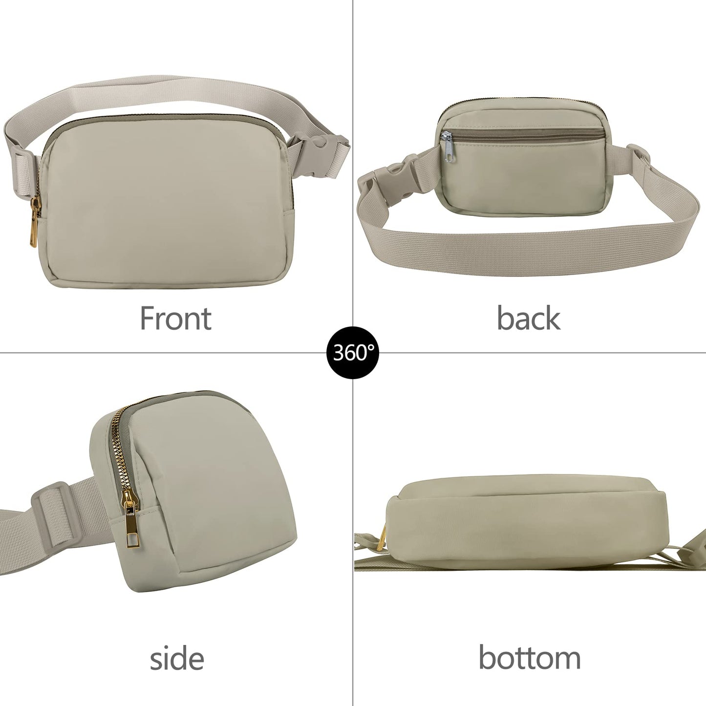 VOROLO Fanny Pack Christmas Gift For Women And Men Crossbody Bag Belt Bag Bum Bag with Adjustable Strap for Sports Black