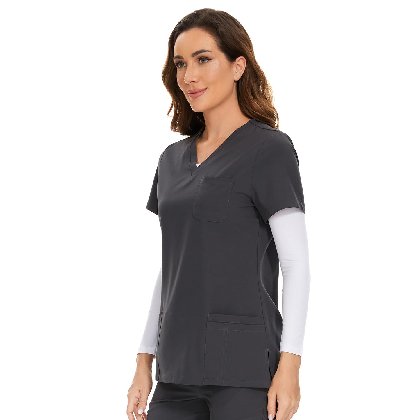 COZYFIT Scrub Tops for Woman - Soft Stretch, V-Neck Top Scrubs with 3 Pockets, Easy Care for Women