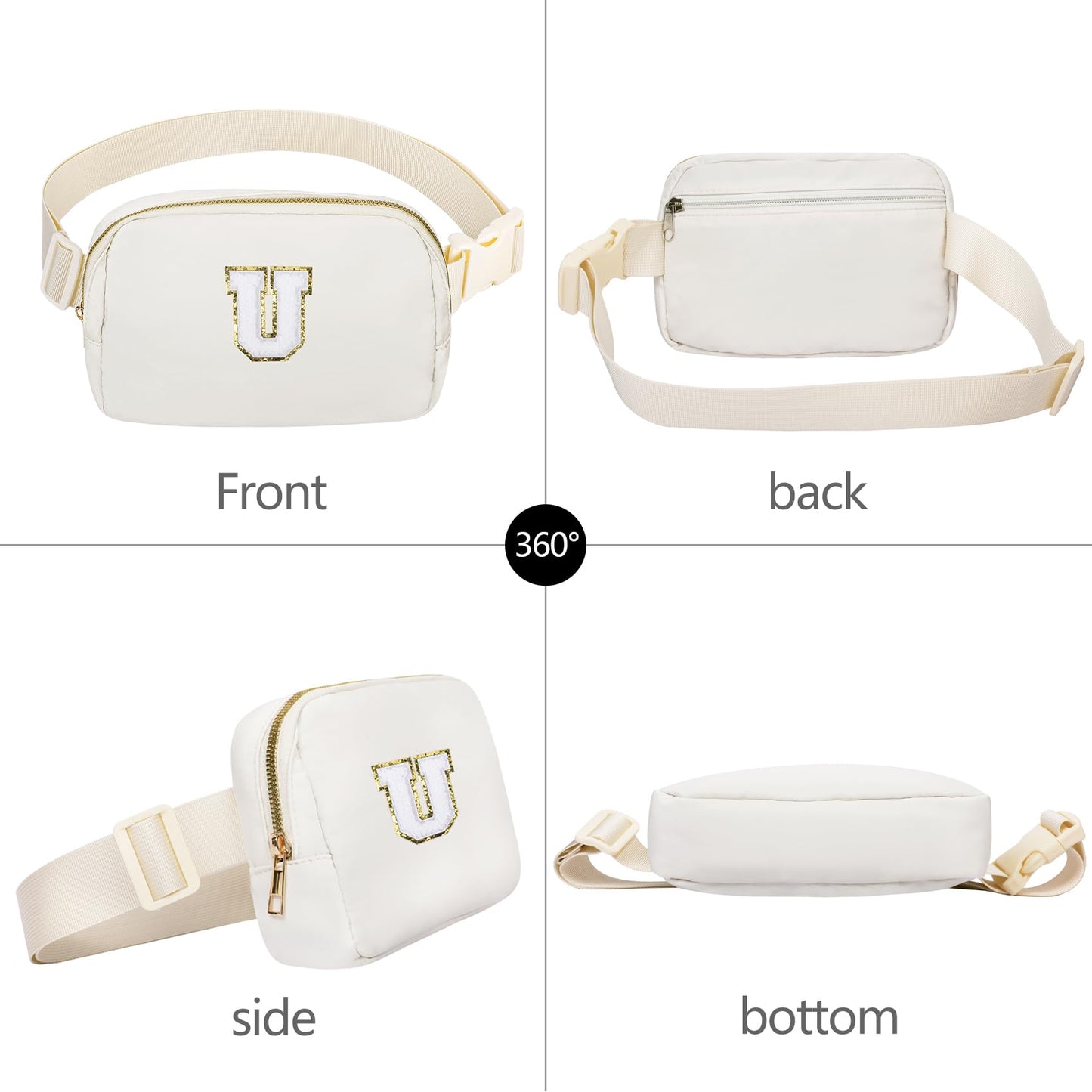 VOROLO Fanny Pack Christmas Gift For Women And Men Crossbody Bag Belt Bag Bum Bag with Adjustable Strap for Sports Black