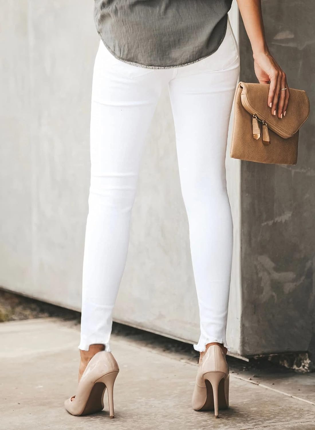 Women's Ripped Jeans Straight Leg Distressed Boyfriend Denim Pants