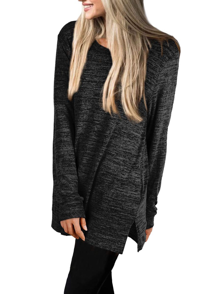 Womens Casual Sweatshirts Long Sleeve Shirts Oversized With Pocket Tunic Tops