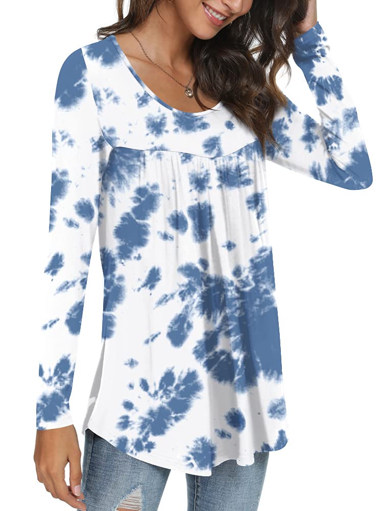 Womens Long Sleeve Loose Fit Tunic Tops Casual Ruffle T Shirt Blouses for Leggings