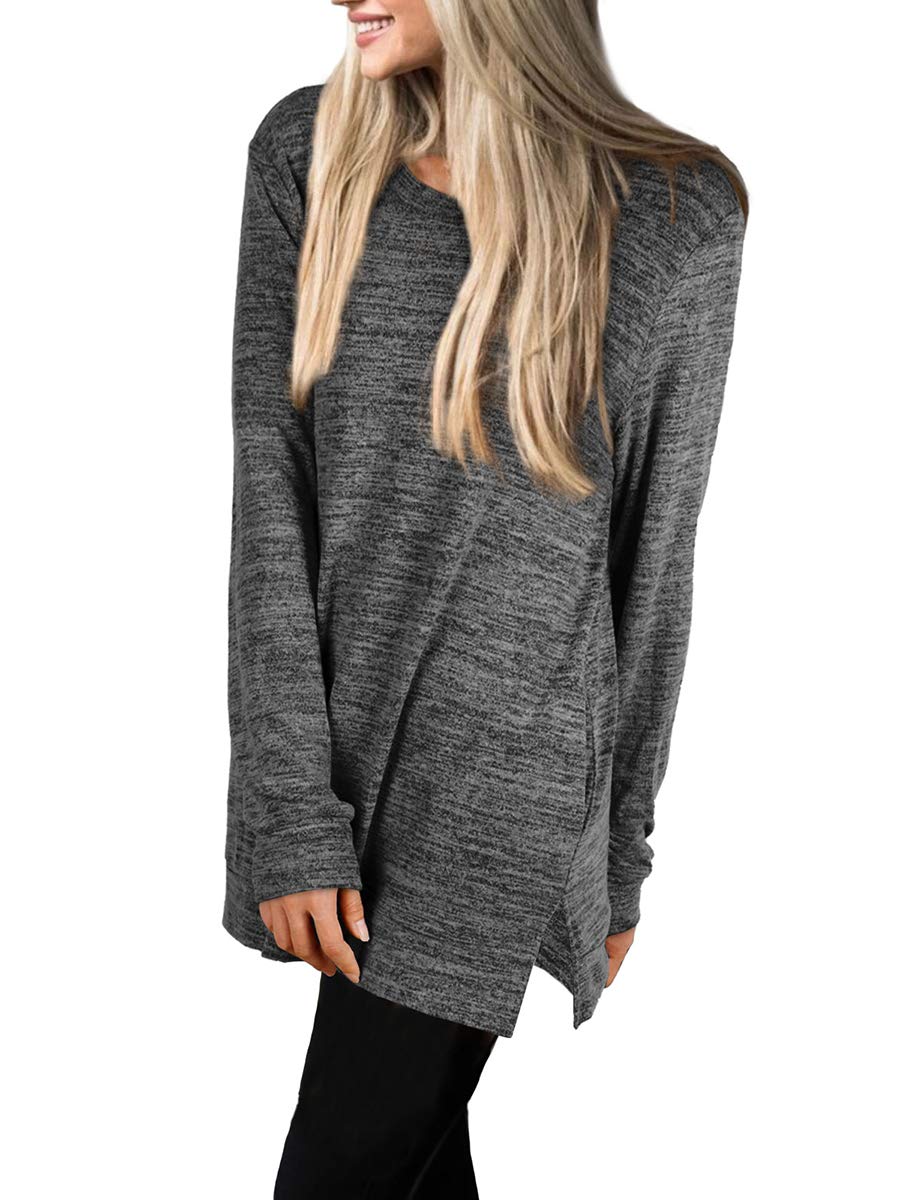 Womens Casual Sweatshirts Long Sleeve Shirts Oversized With Pocket Tunic Tops
