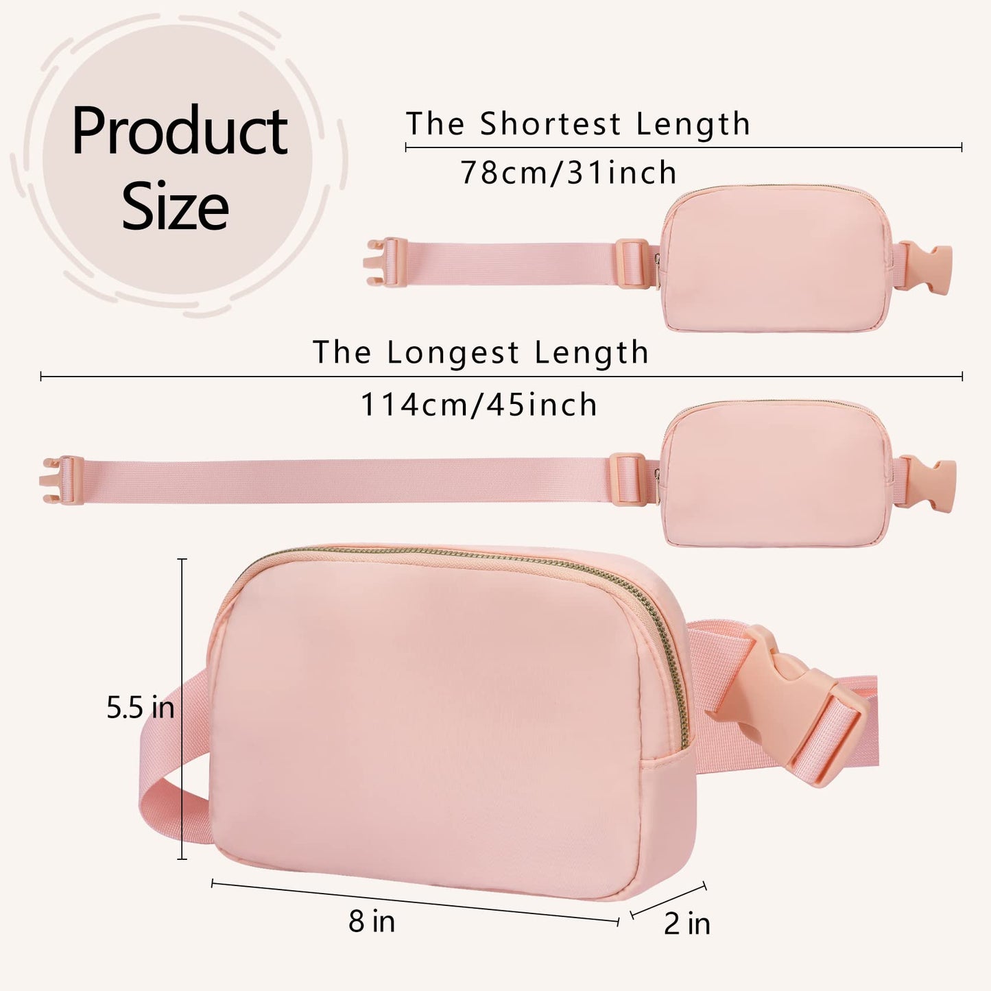 VOROLO Fanny Pack Christmas Gift For Women And Men Crossbody Bag Belt Bag Bum Bag with Adjustable Strap for Sports Black