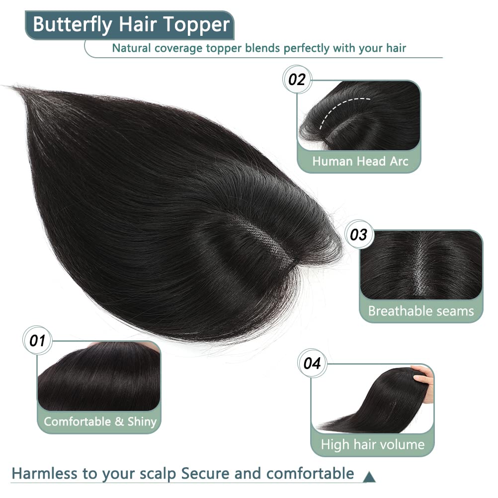 Hair Toppers for Women Real Human Hair Toppers Hair Pieces for Women with Thinning Hair 12 Inch Clip In Hair Toppers Upgrade Swiss Base Hair Topper 40g Medium Brown Mix Blonde