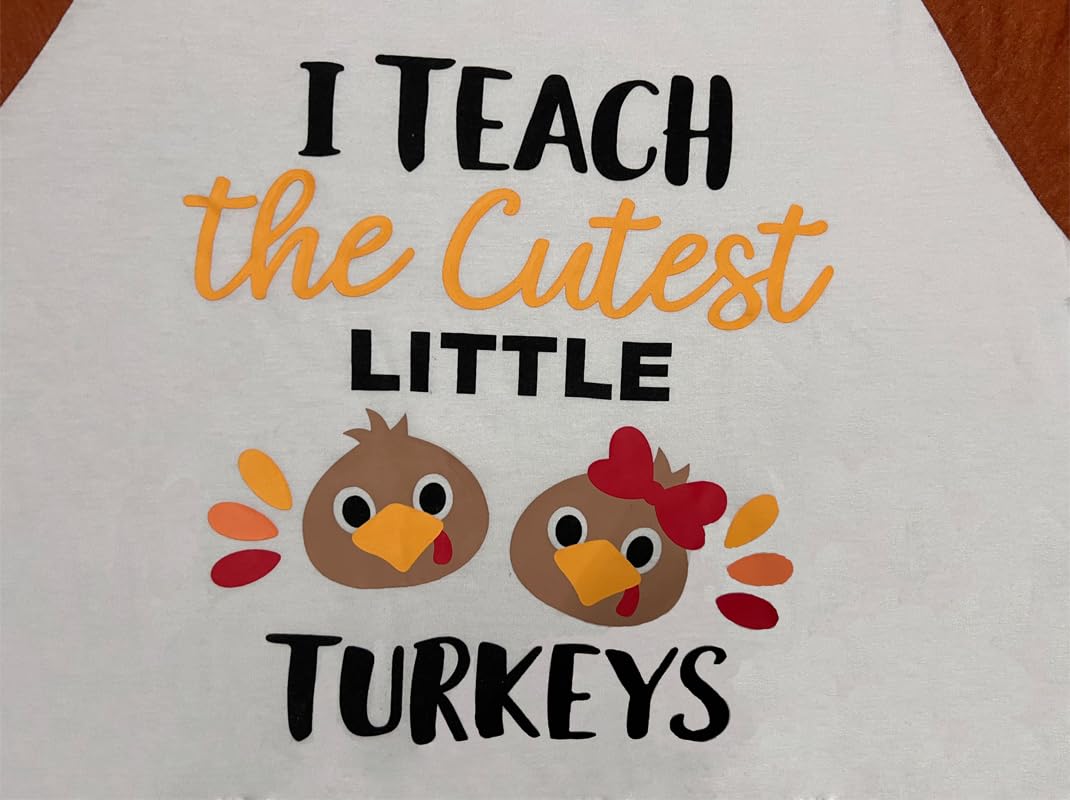 Thankful for My Little Turkeys Shirt Women Thanksgiving Tshirt Cute Graphic Raglan 3/4 Sleeve Baseball Tee Tops