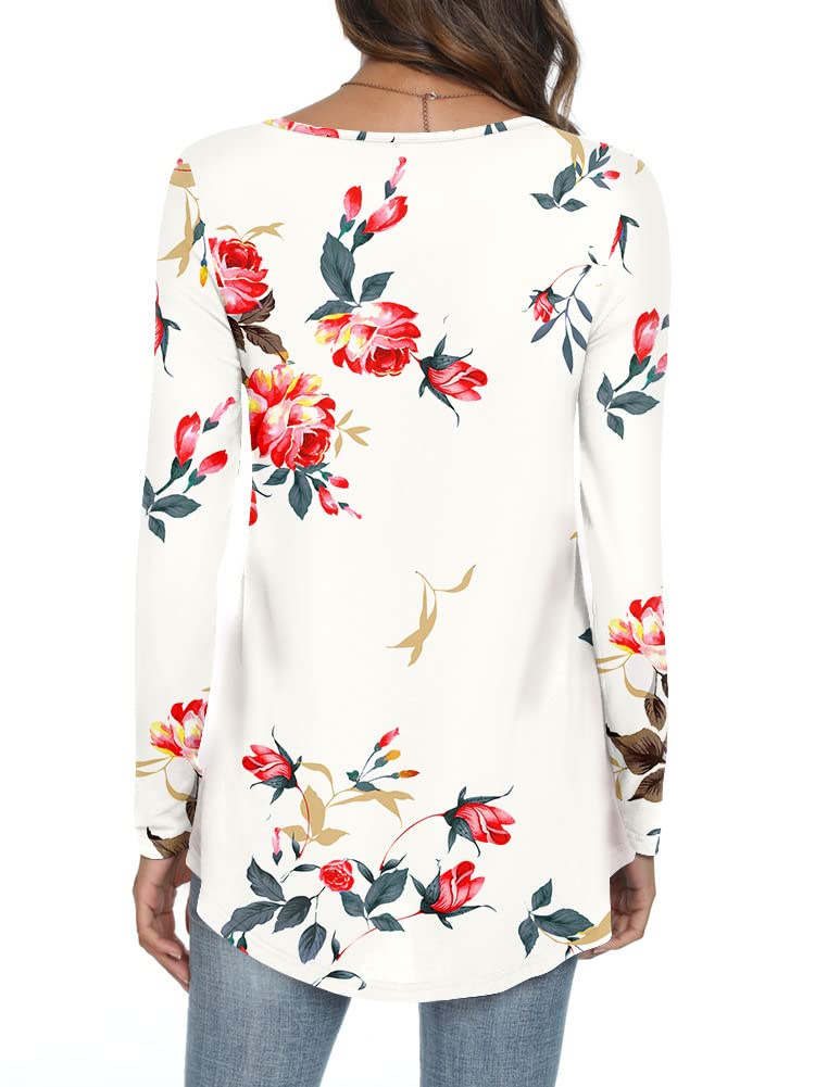 Womens Long Sleeve Loose Fit Tunic Tops Casual Ruffle T Shirt Blouses for Leggings