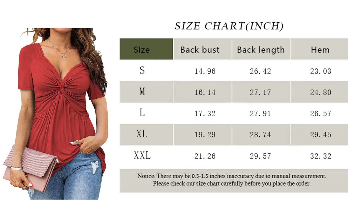 Womens Front Knotted V-Neck Blouse T Shirt Short Sleeve Oversized Tunic Tops Summer Solid Pullover Tees
