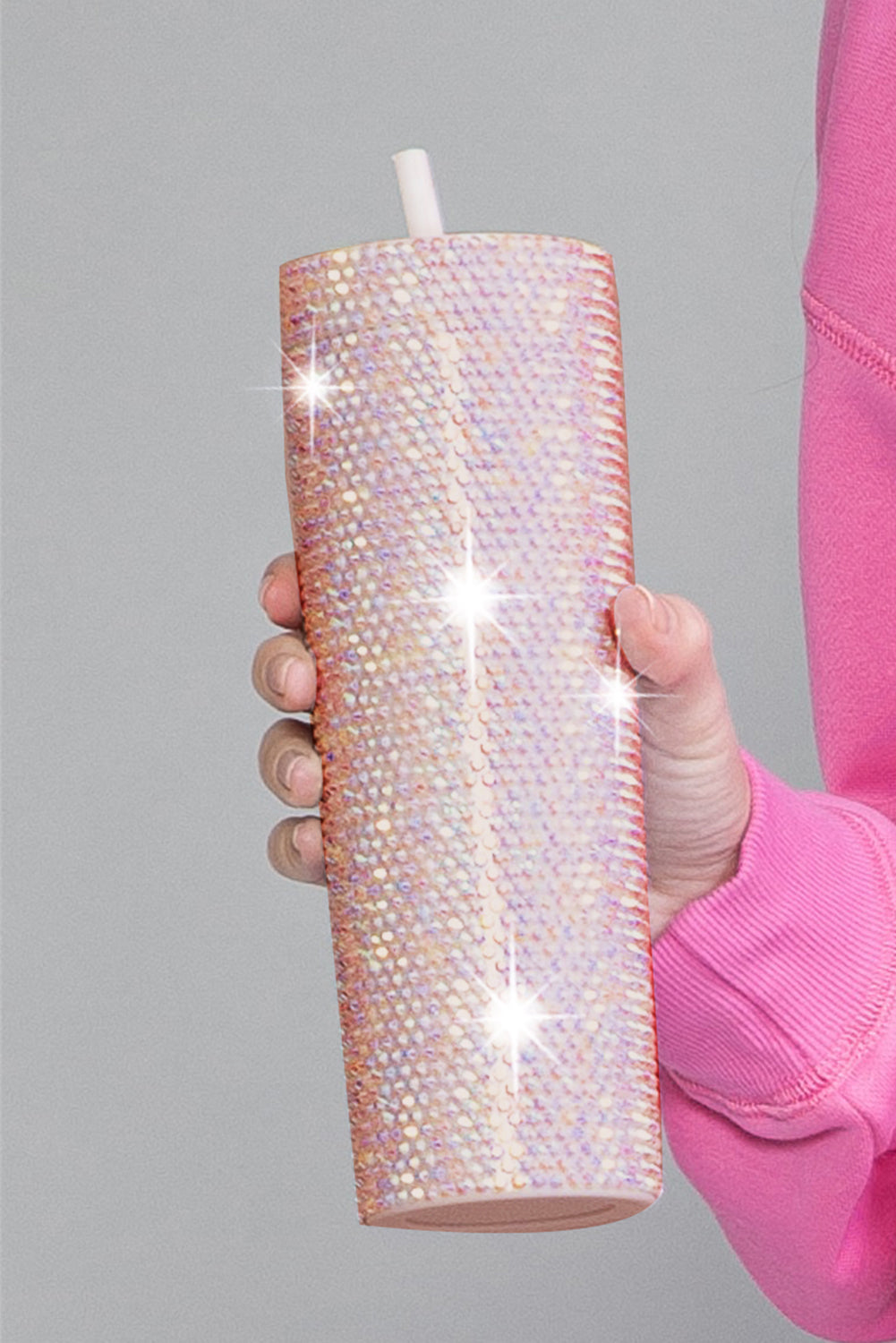 Silver Full Rhinestone Straw Cup