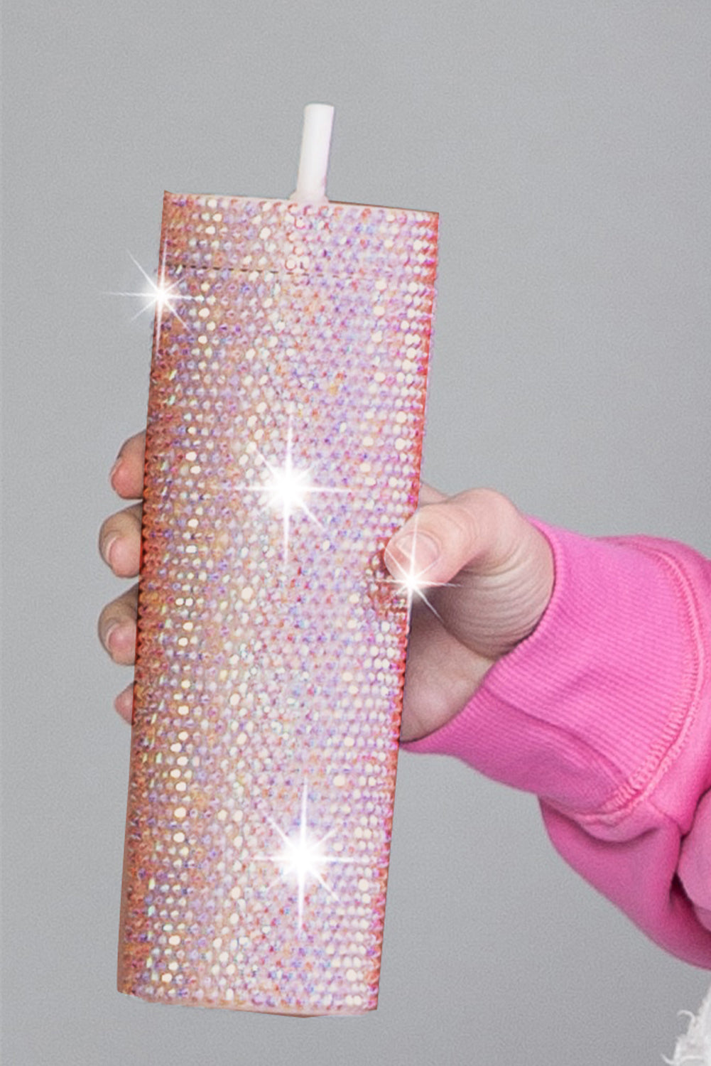 Silver Full Rhinestone Straw Cup