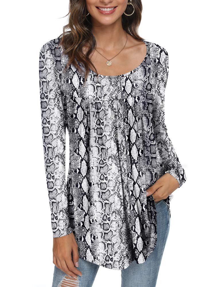 Womens Long Sleeve Loose Fit Tunic Tops Casual Ruffle T Shirt Blouses for Leggings