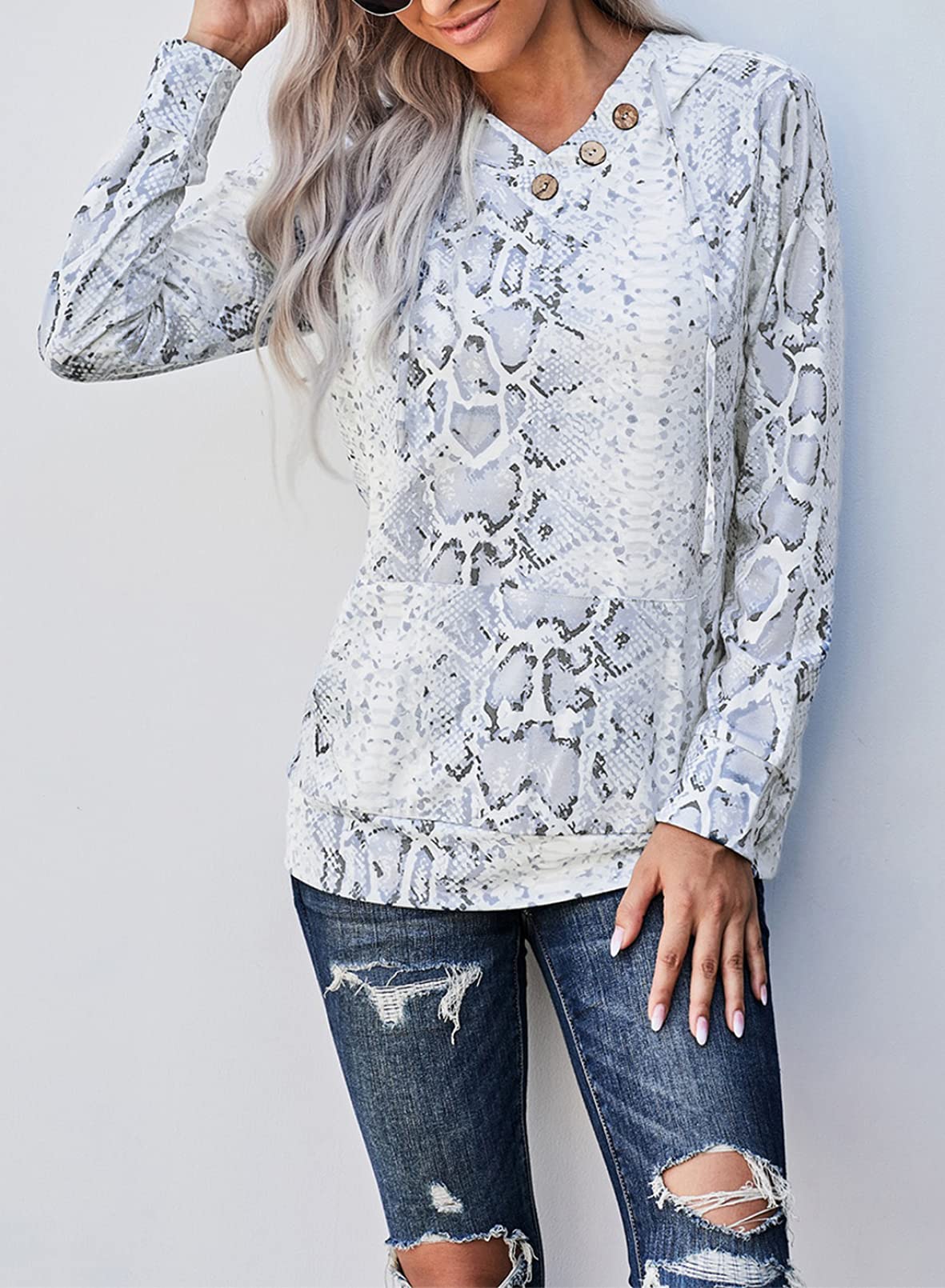 Women's Casual Long Sleeve Hoodies Sweatshirts Drawstring Pullover Tunic Tops With Pockets