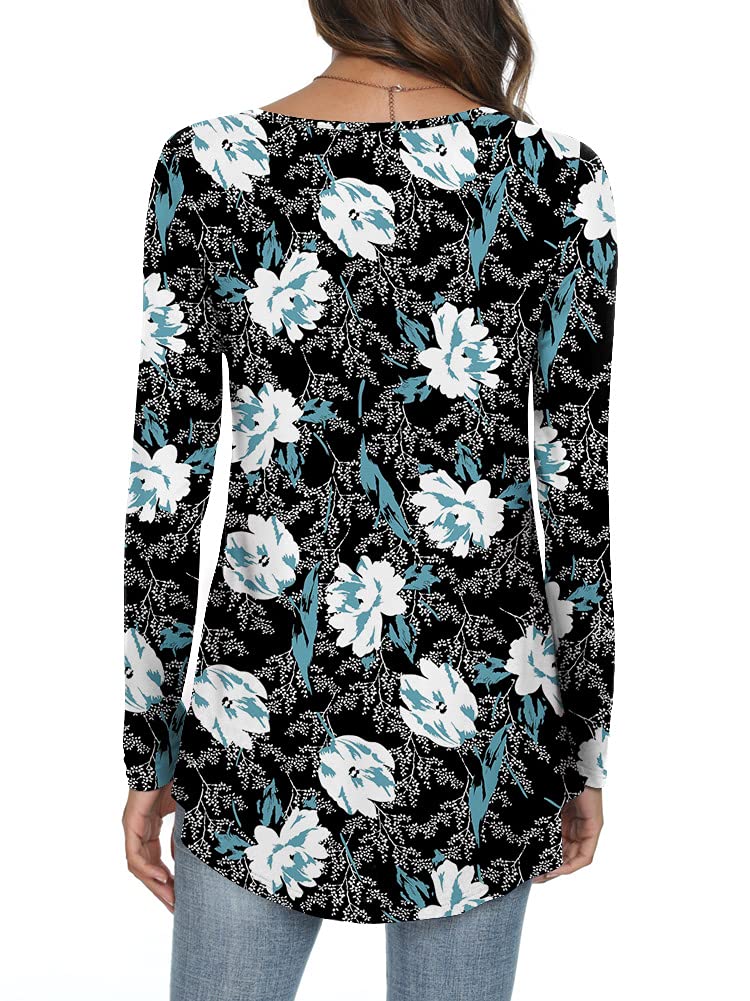 Womens Long Sleeve Loose Fit Tunic Tops Casual Ruffle T Shirt Blouses for Leggings