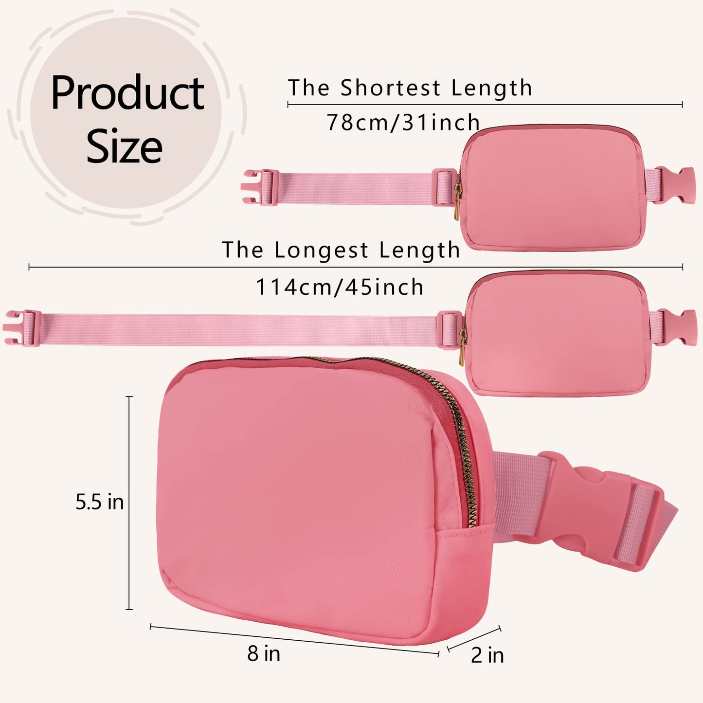 VOROLO Fanny Pack Christmas Gift For Women And Men Crossbody Bag Belt Bag Bum Bag with Adjustable Strap for Sports Black