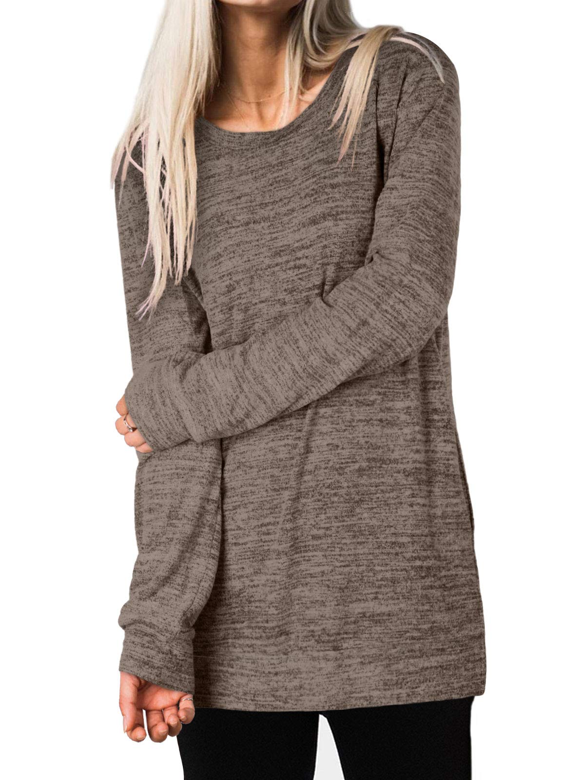 Womens Casual Sweatshirts Long Sleeve Shirts Oversized With Pocket Tunic Tops