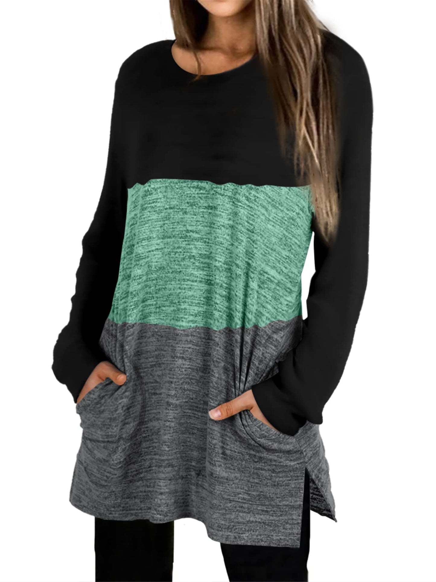 Womens Casual Sweatshirts Long Sleeve Shirts Oversized With Pocket Tunic Tops