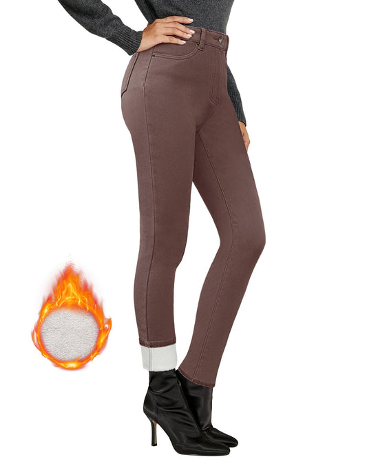 Vetinee Fleece Lined Jeans for Women High Waisted Skinny Winter Warm Slim Fit Thermal Jean Pants Stretchy Denim Jeggings