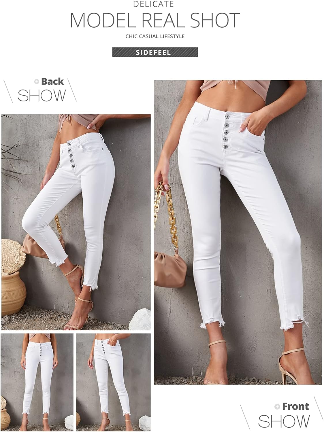 Women's Ripped Jeans Straight Leg Distressed Boyfriend Denim Pants