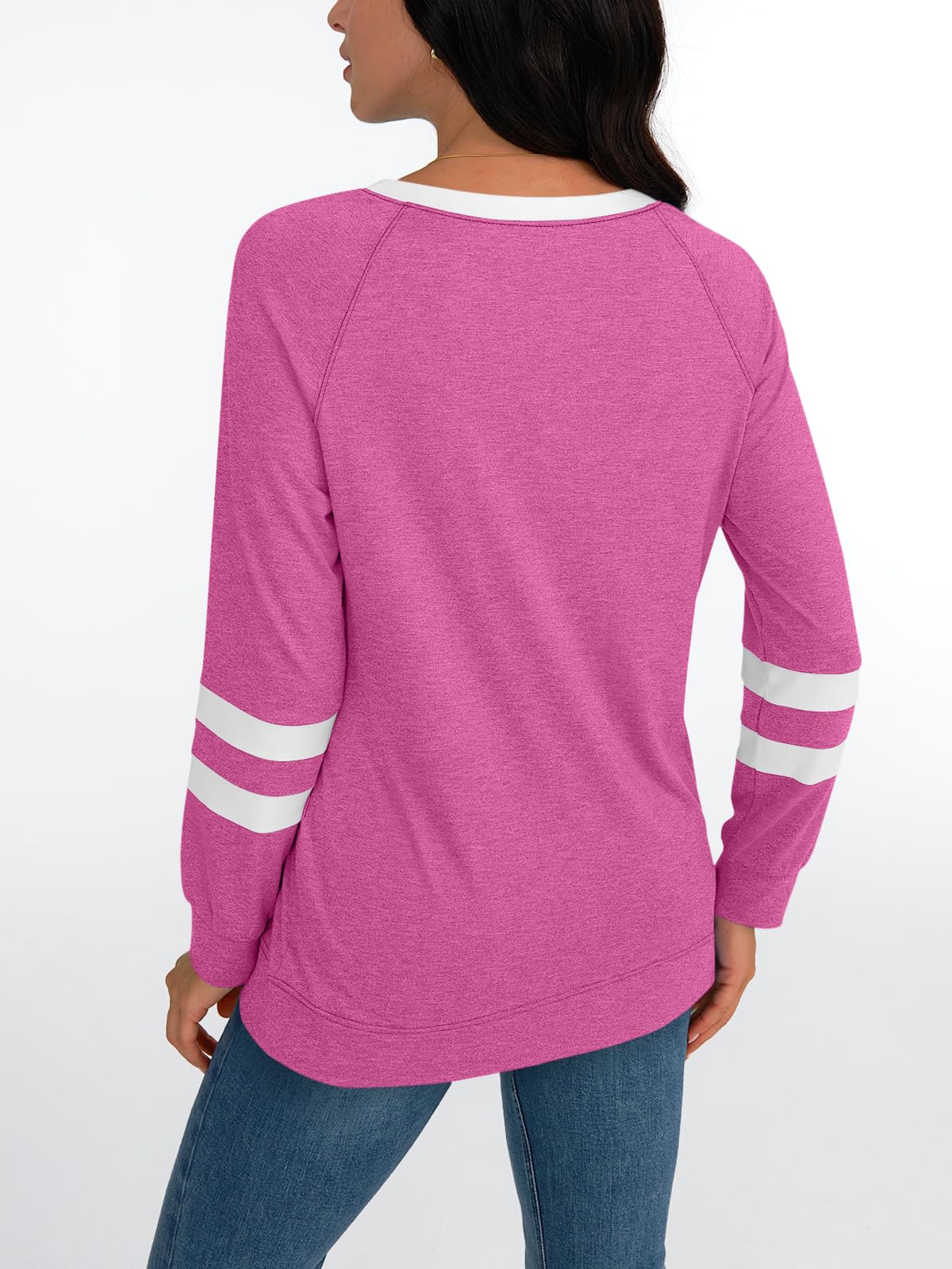 Womens Long Sleeve Shirts Color Block Casual Crewneck Tops Tshirt Basic Tees Fashion Clothes Trendy Outfits