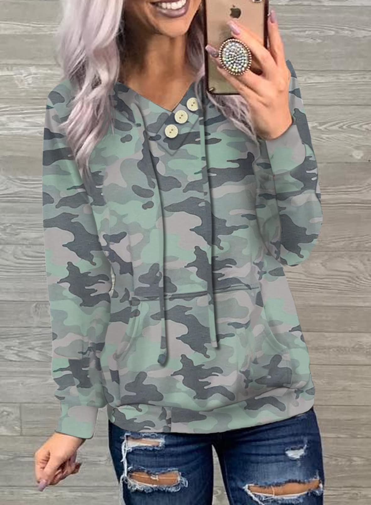 Women's Casual Long Sleeve Hoodies Sweatshirts Drawstring Pullover Tunic Tops With Pockets