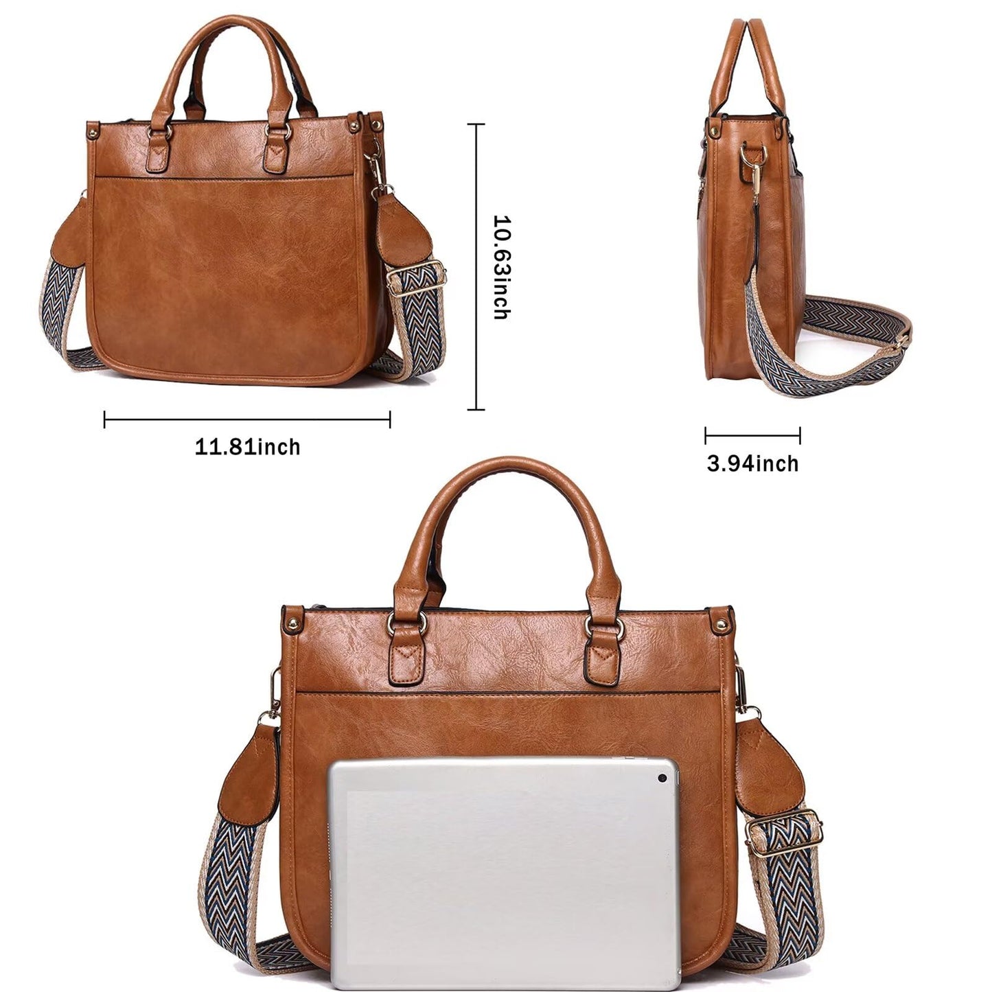 Vegan Leather Crossbody Bags for Women, Crossbody Purse with Guitar Strap Zipped Pockets Handbag