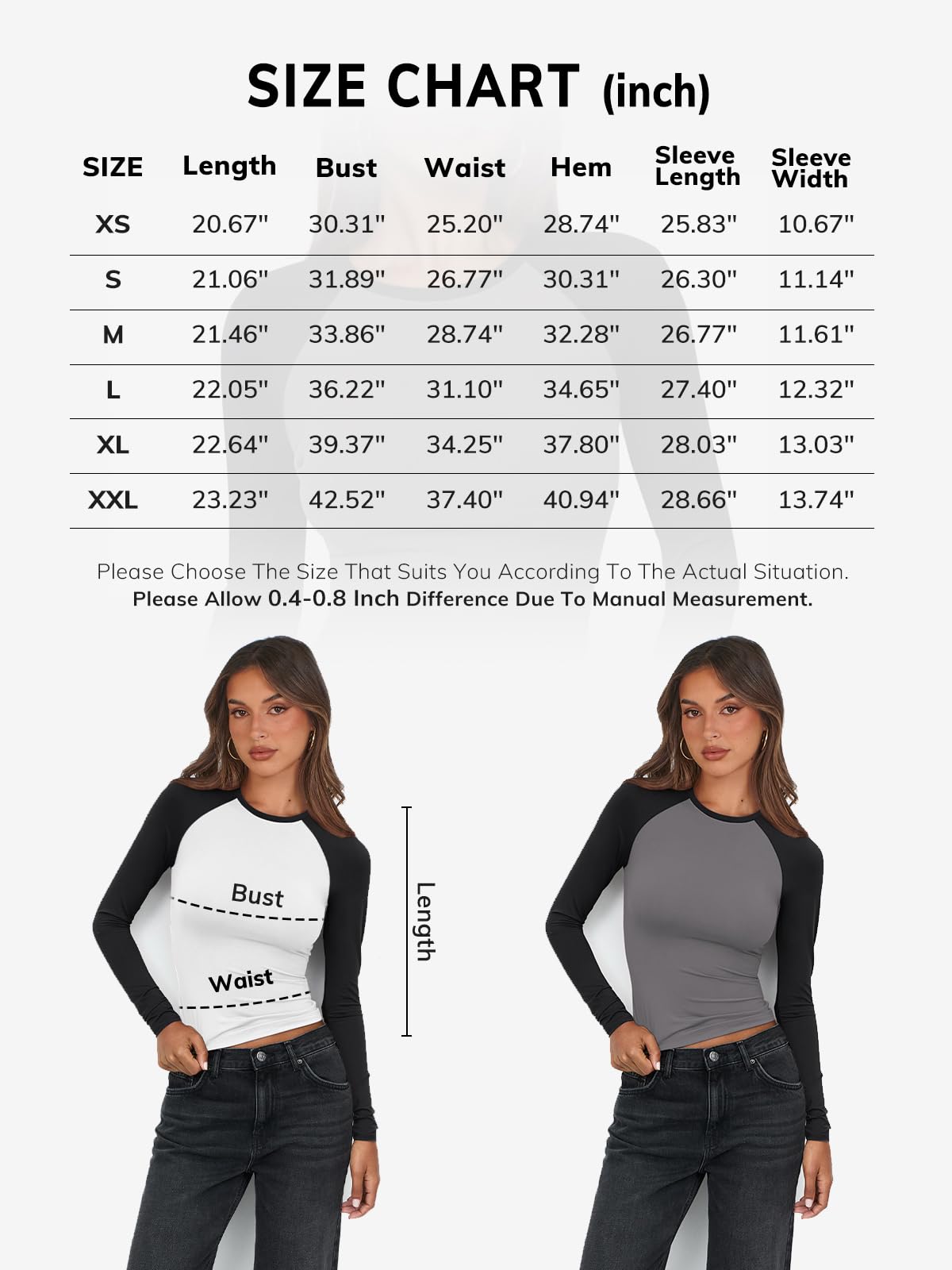 Women's Long Sleeve Shirts Slim Fit Stretchy Color Block Slightly Cropped Tops