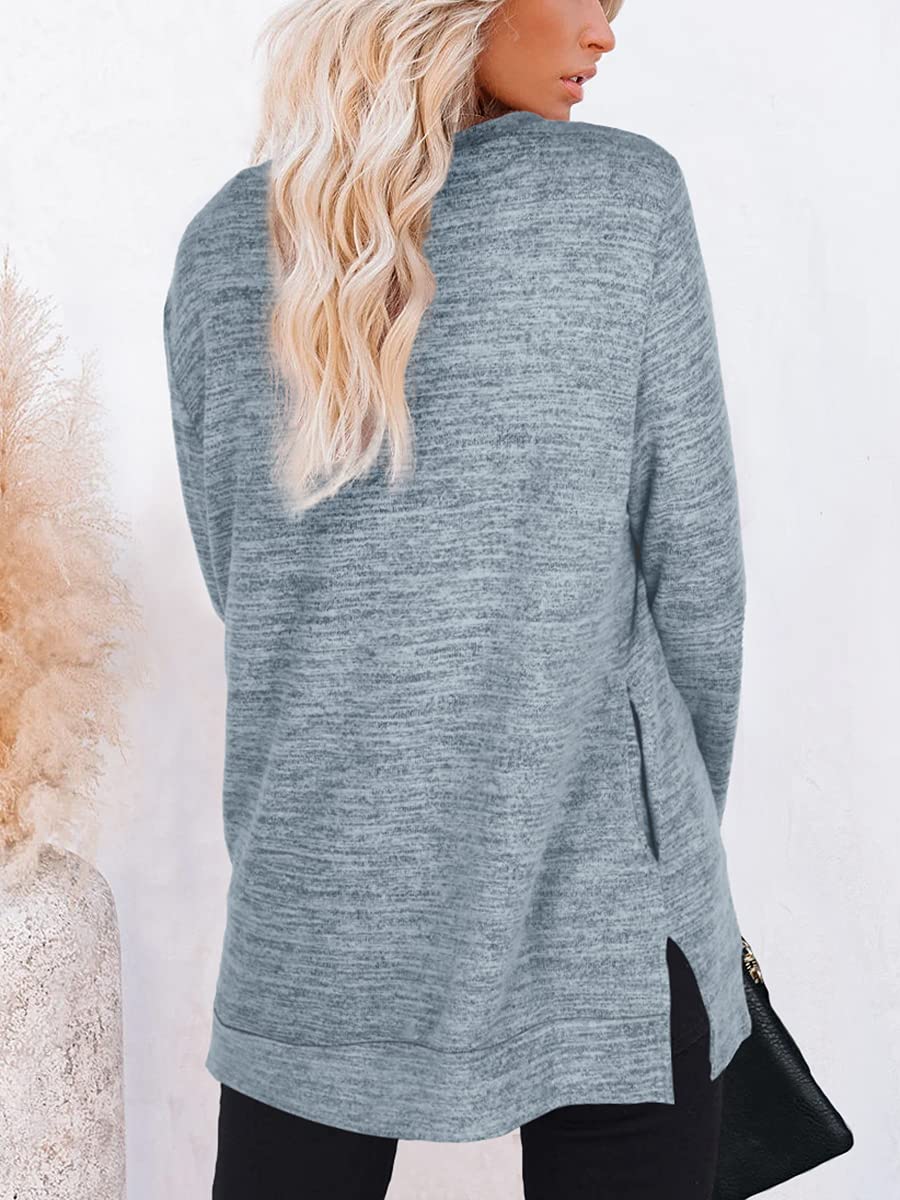 Womens Casual Sweatshirts Long Sleeve Shirts Oversized With Pocket Tunic Tops