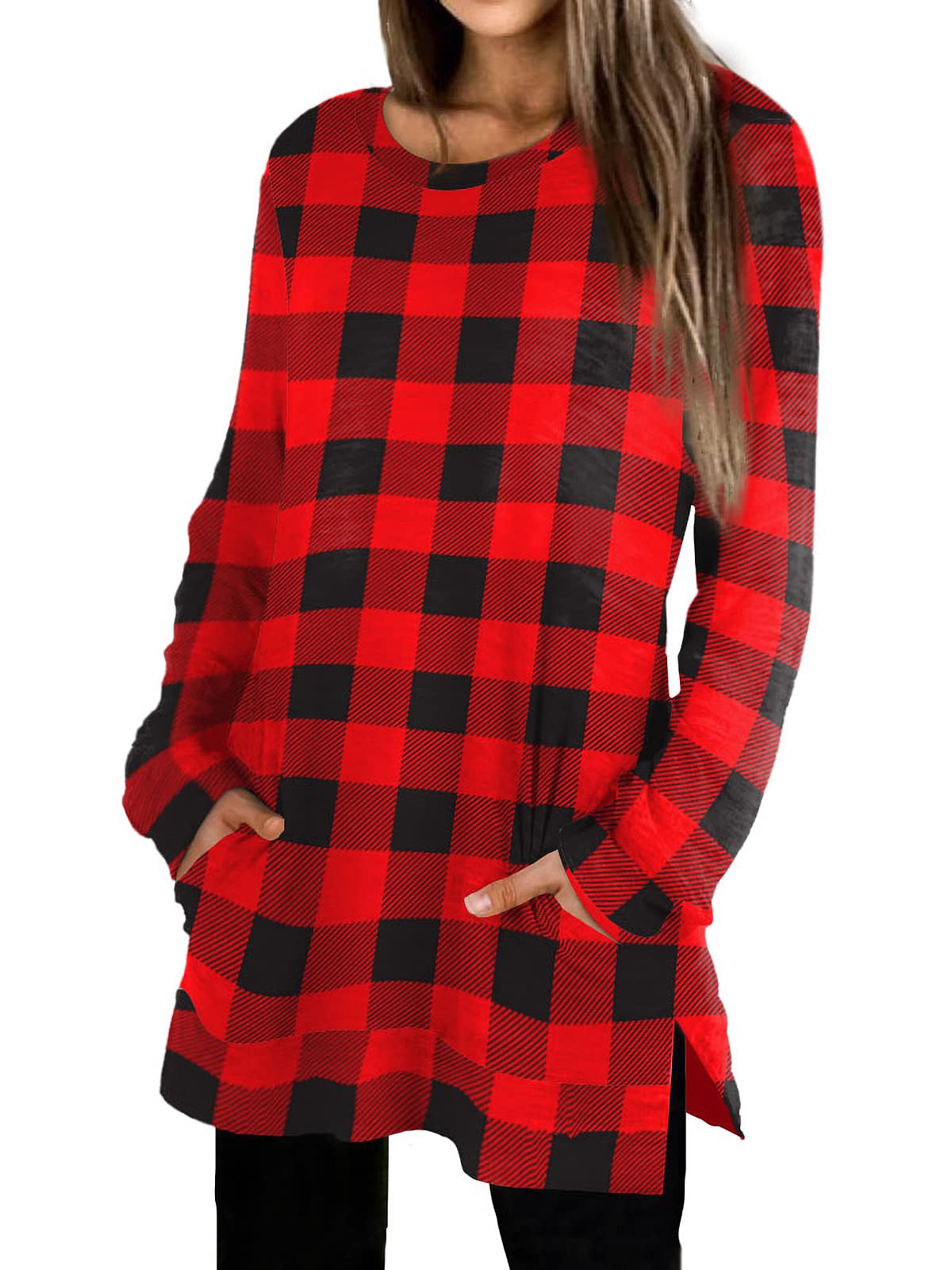 Womens Casual Sweatshirts Long Sleeve Shirts Oversized With Pocket Tunic Tops