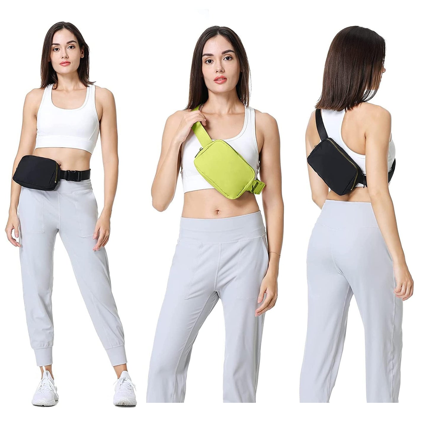 VOROLO Fanny Pack Christmas Gift For Women And Men Crossbody Bag Belt Bag Bum Bag with Adjustable Strap for Sports Black