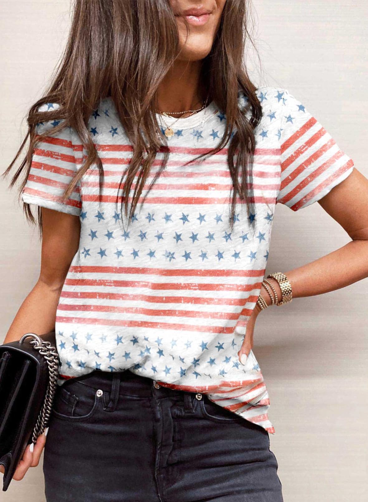 Womens Casual Polka Dot Tops Crewneck Short Sleeve T Shirts Fashion 2024 Spring Summer Loose Fit Shirts