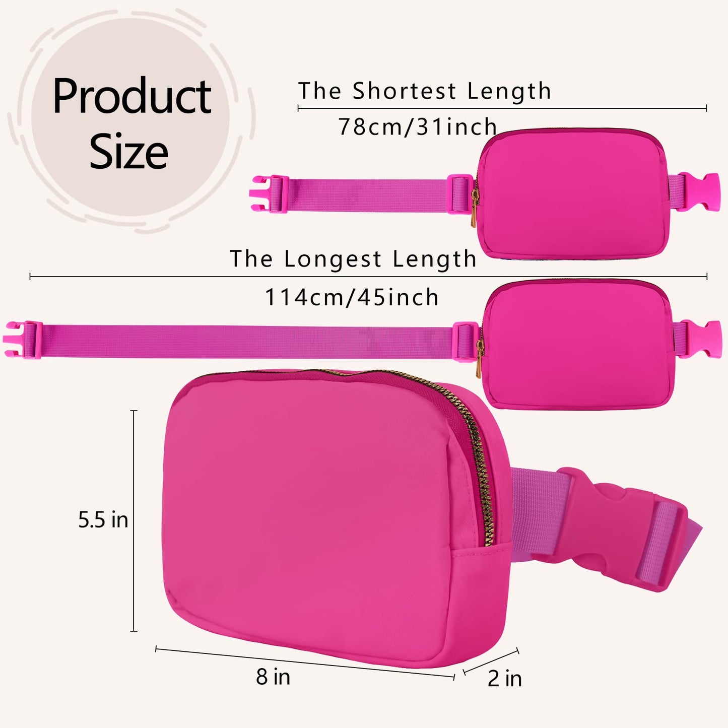 VOROLO Fanny Pack Christmas Gift For Women And Men Crossbody Bag Belt Bag Bum Bag with Adjustable Strap for Sports Black