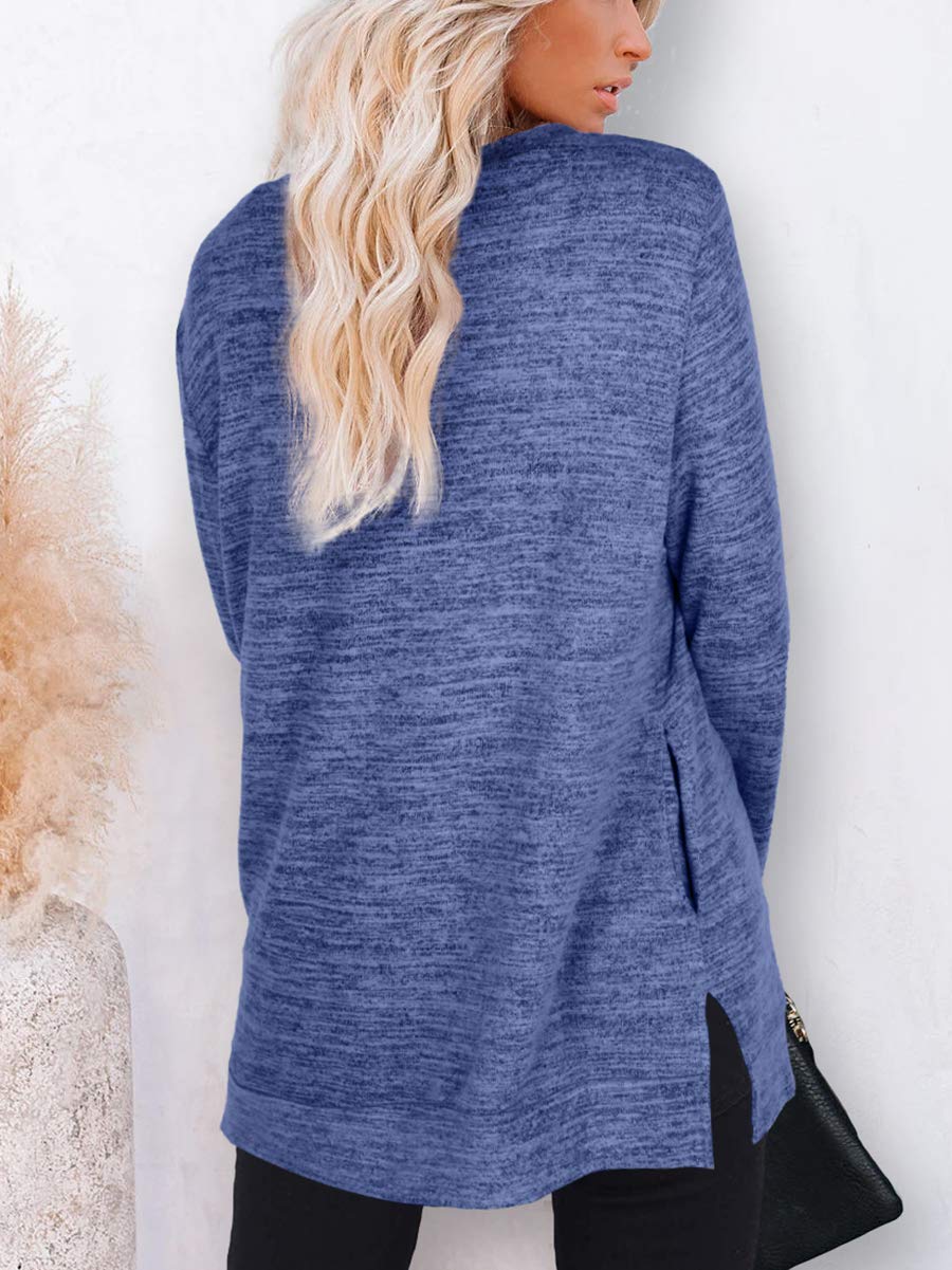Womens Casual Sweatshirts Long Sleeve Shirts Oversized With Pocket Tunic Tops