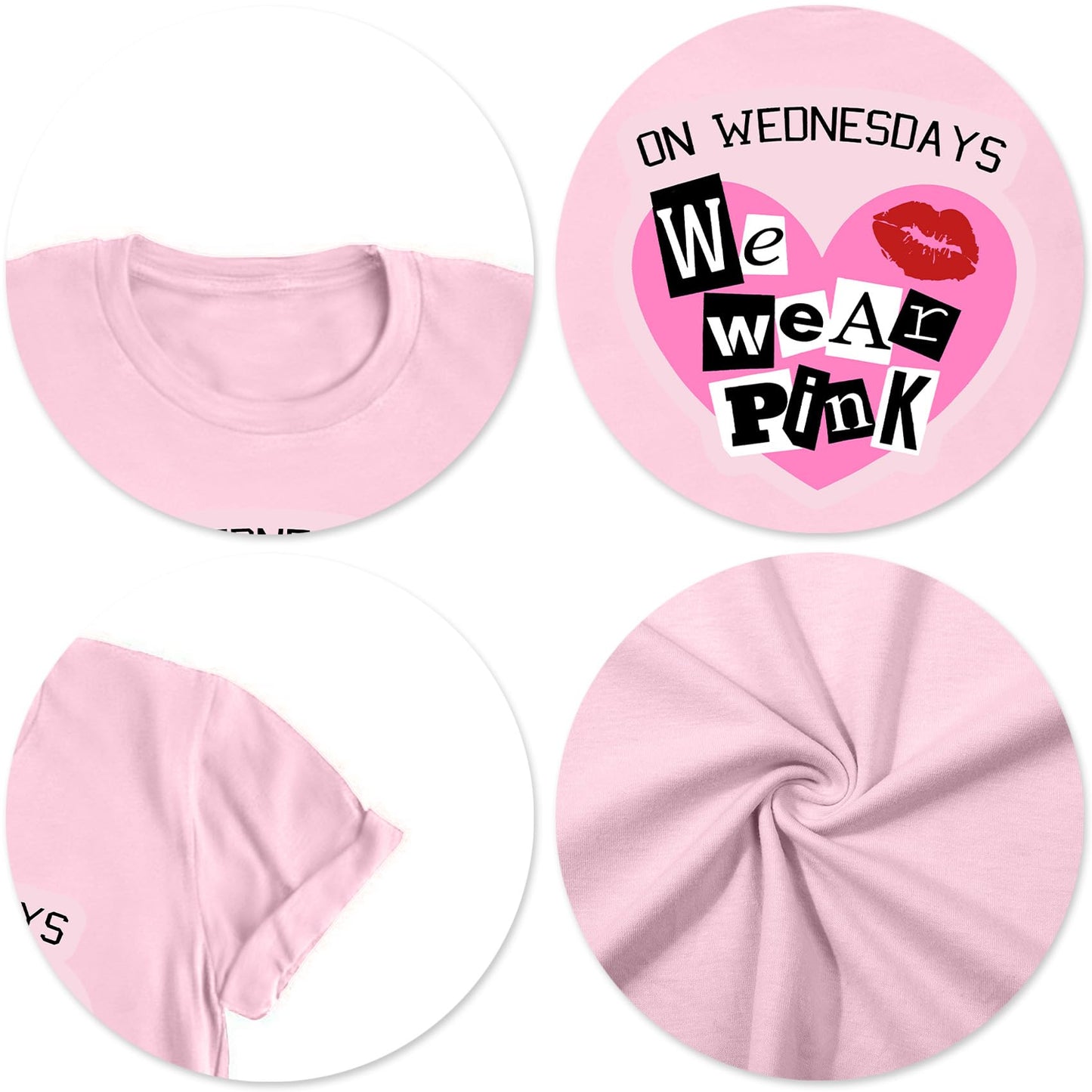 On Wednesday We Wear Pink Shirt Women Breast Cancer T Shirt Short Sleeve Print Tees Gifts for Girls Matching Outfits Top