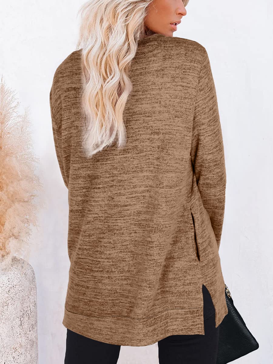 Womens Casual Sweatshirts Long Sleeve Shirts Oversized With Pocket Tunic Tops