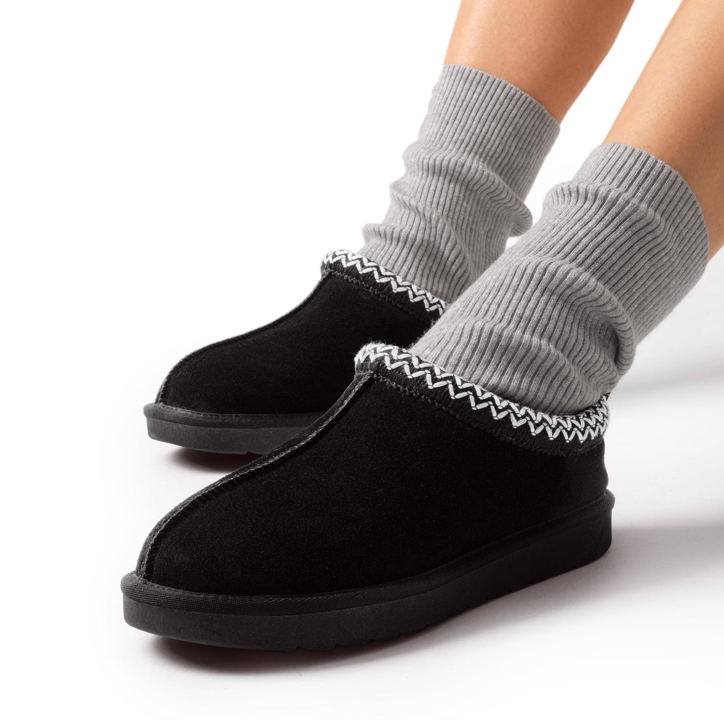 DREAM PAIRS Women's Fuzzy Cozy Slippers Genuine Suede Indoor Outdoor Fluffy Home Comfy Winter Slip On Cute Warm Memory Foam Furry Shoes FuzzyEasy