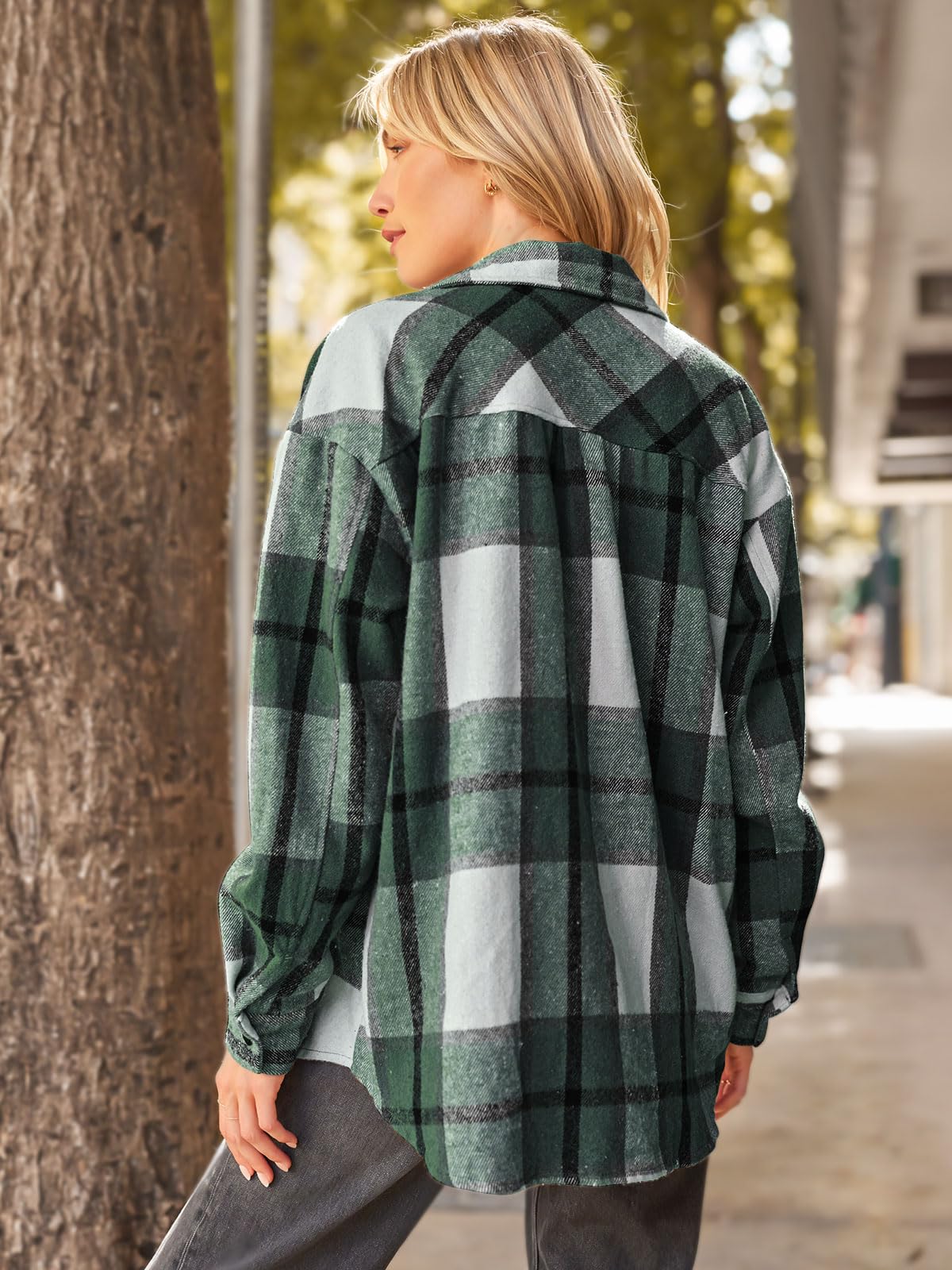 Womens Fall Outfits Fashion Clothes Shackets Flannel Plaid Button Down Long Sleeve Shirts Jackets 2024