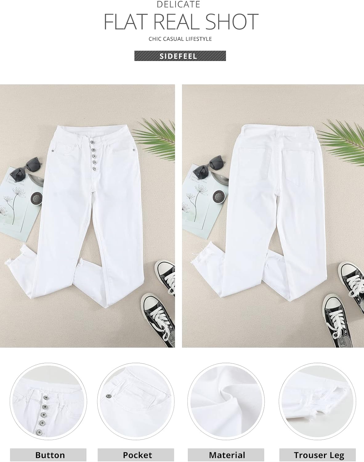 Women's Ripped Jeans Straight Leg Distressed Boyfriend Denim Pants